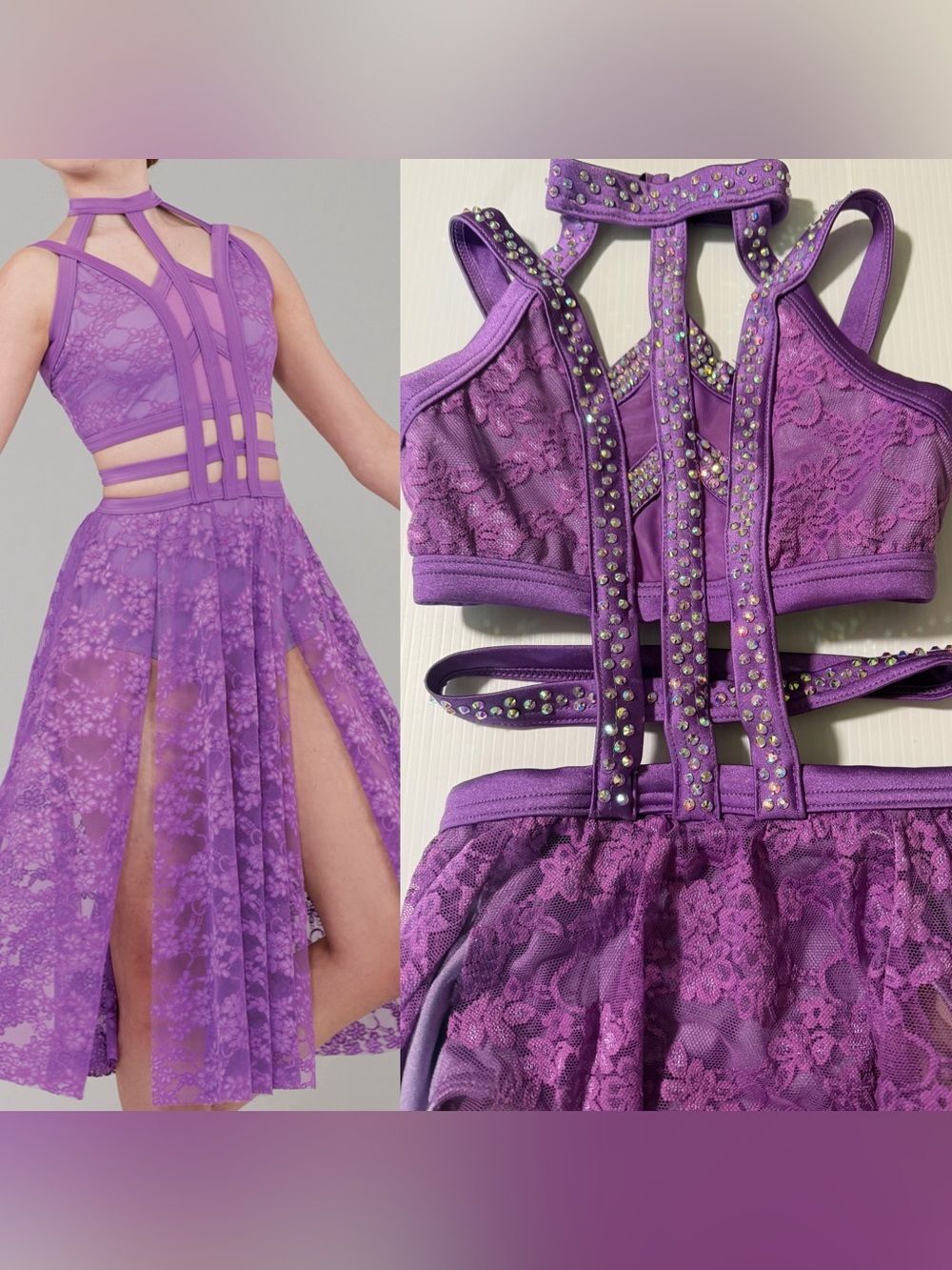 Weissman Elite custom solo dance costume purple Lavender Haze 16386 IC 7/8